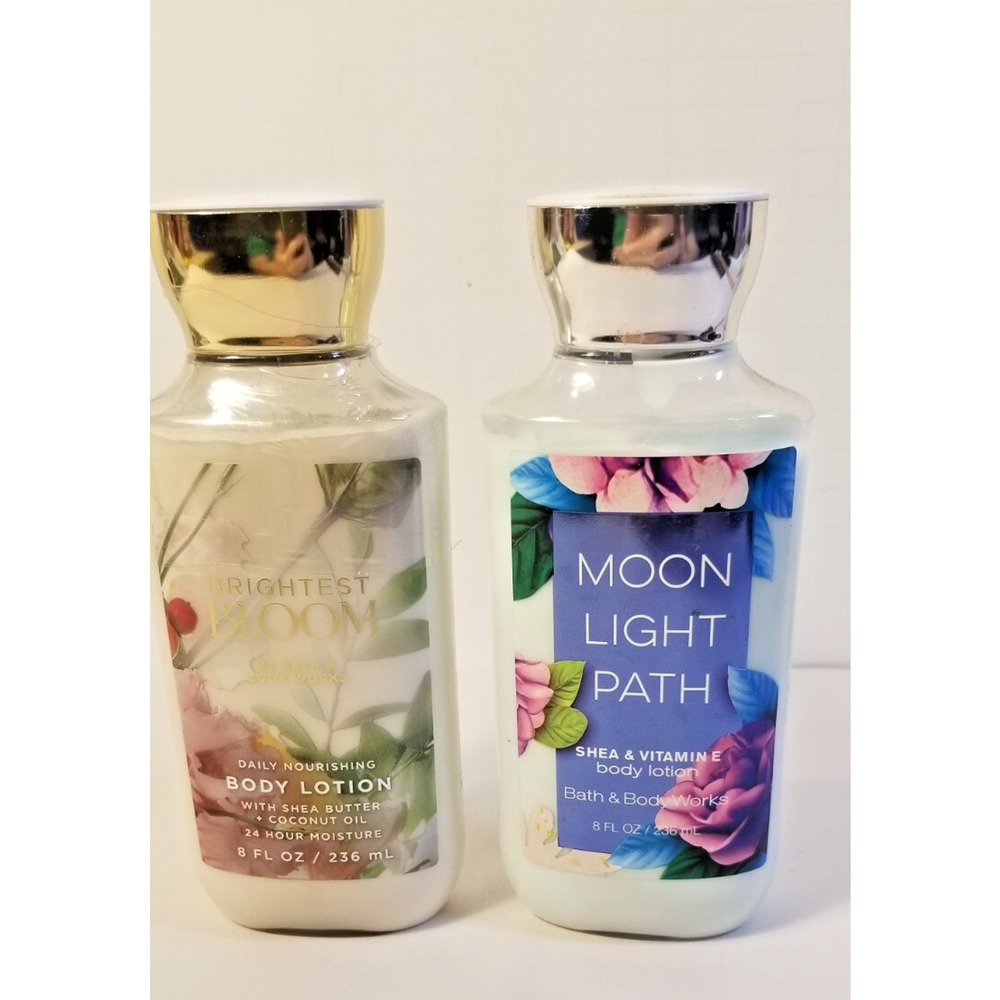 Bath & Body Works LOT 2 Body Lotion Cream 8 Moonlight Path/Brightest Bloom New